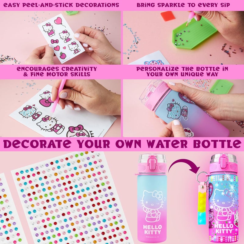 Get Trend Sanrio Hello Kitty Decorate Your Own Water Bottle Kit Girls, Teens, 18.6 fl oz, Stickers Kawaii Gifts for Girls (Multi Hello Kitty) - Image 2